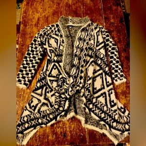 black and white comfy wrap sweater while dressy open front long sweater. Soft